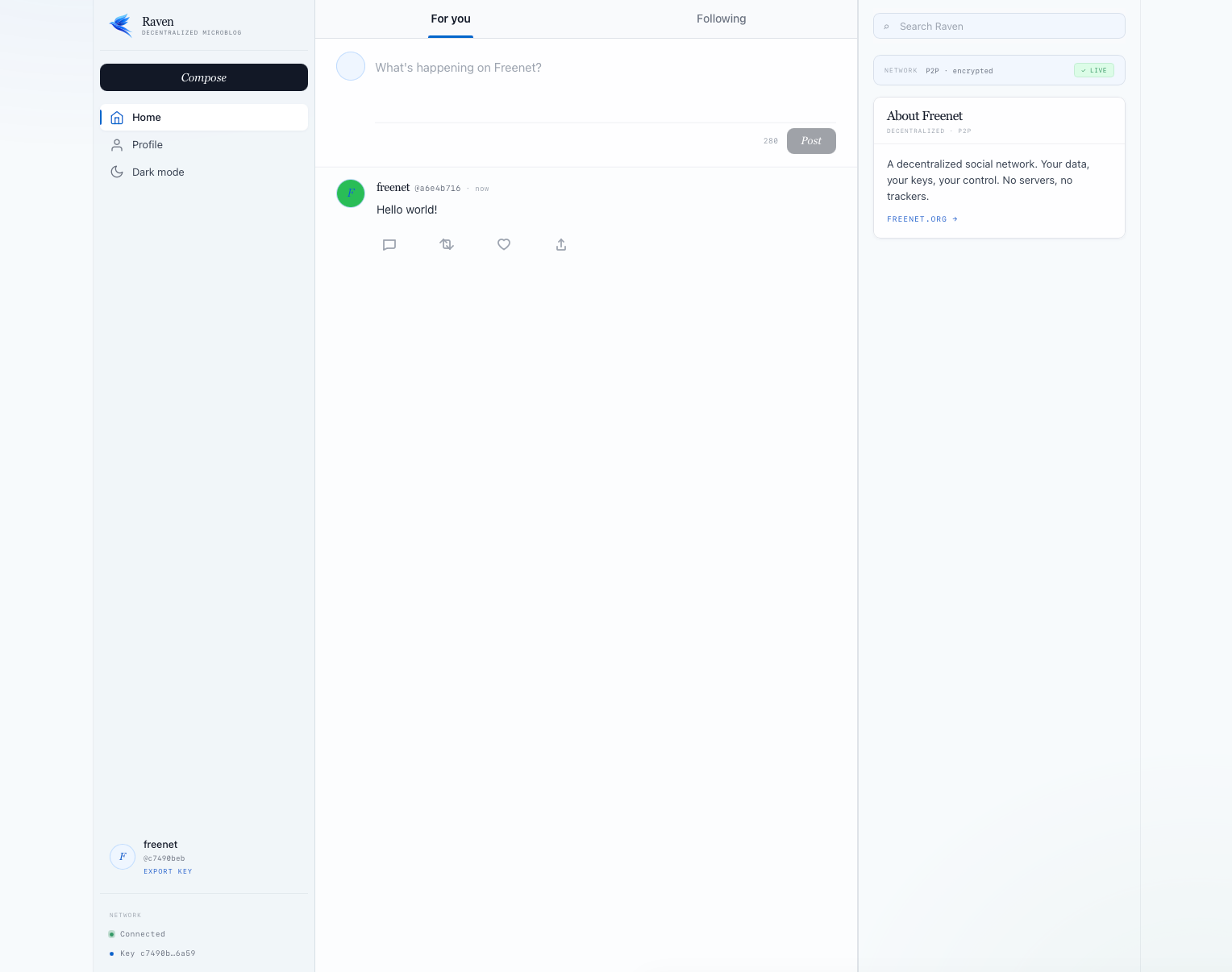 Raven microblogging interface