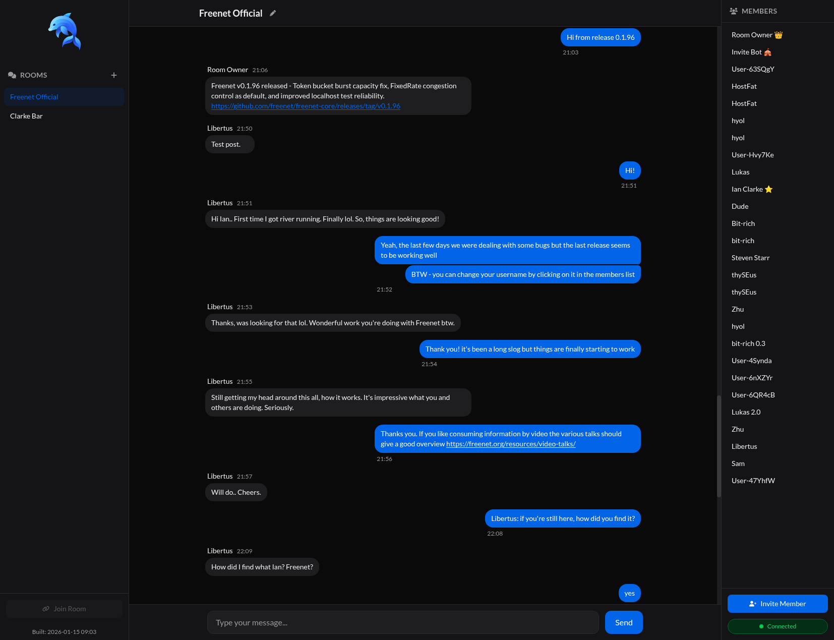 River decentralized group chat interface