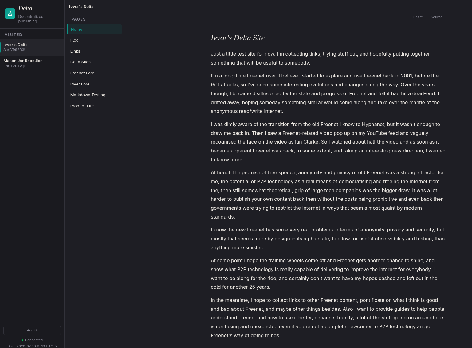 A real Delta site published on Freenet